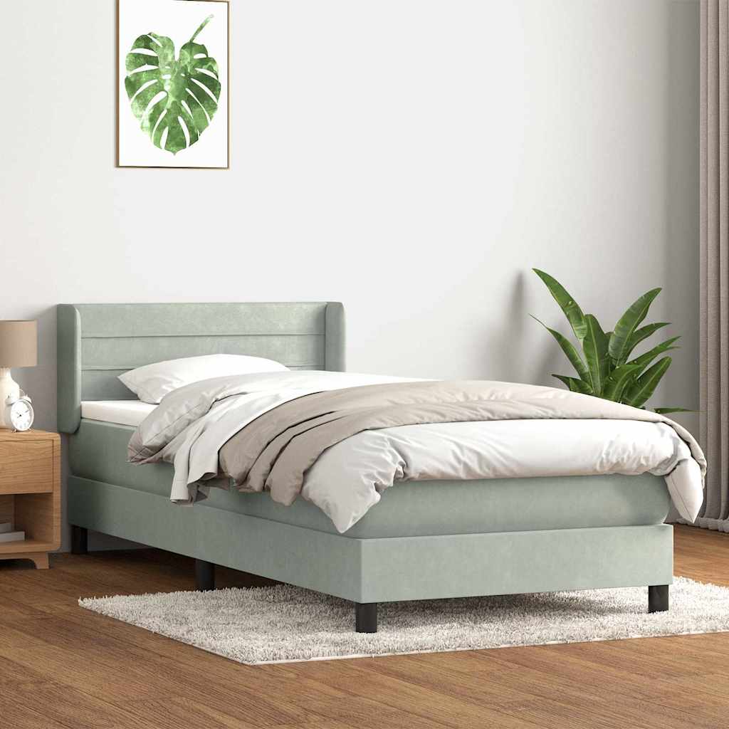 Boxspringbett mit Matratze Hellgrau 80x210 cm Samt