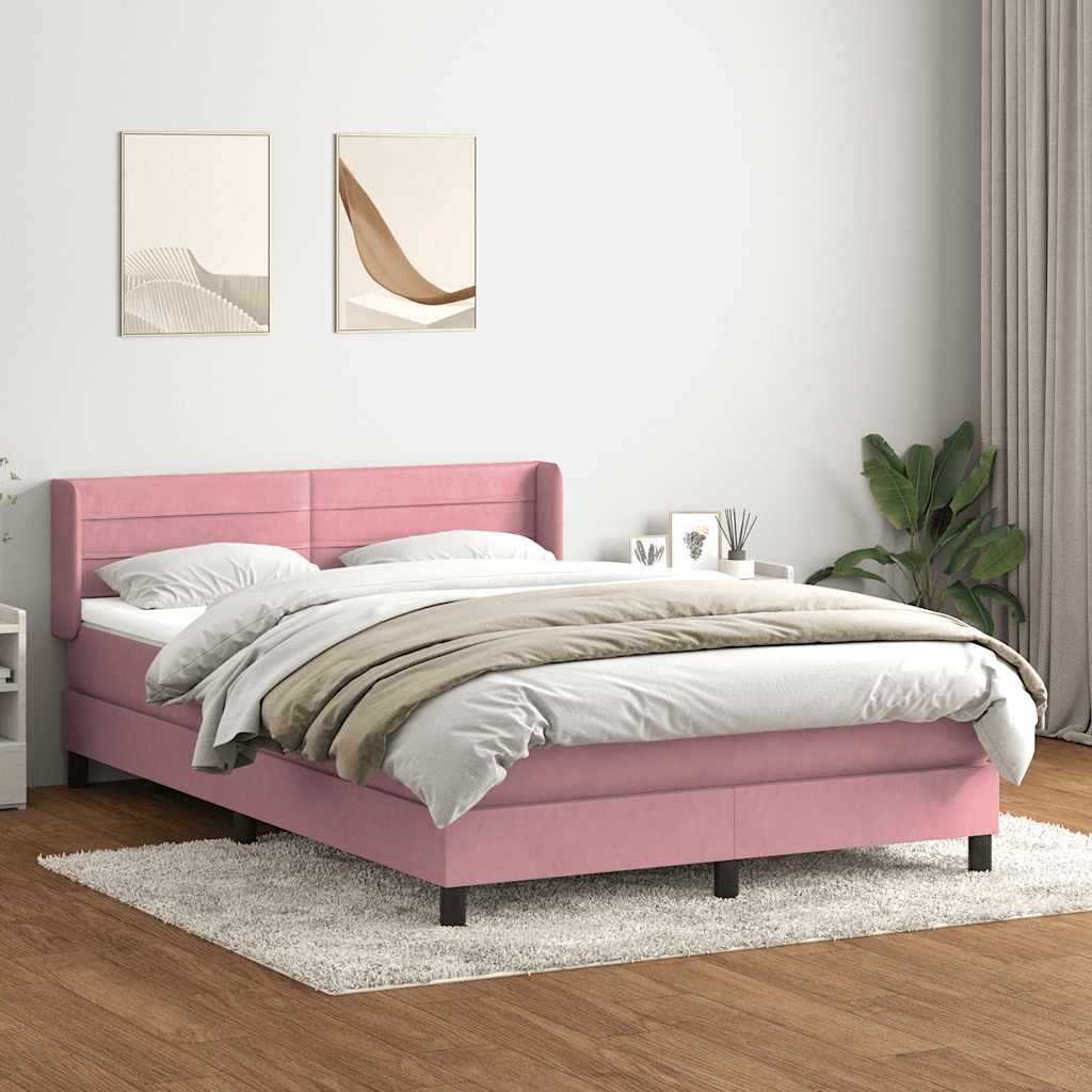 Boxspringbett mit Matratze Rosa 160x210 cm Samt