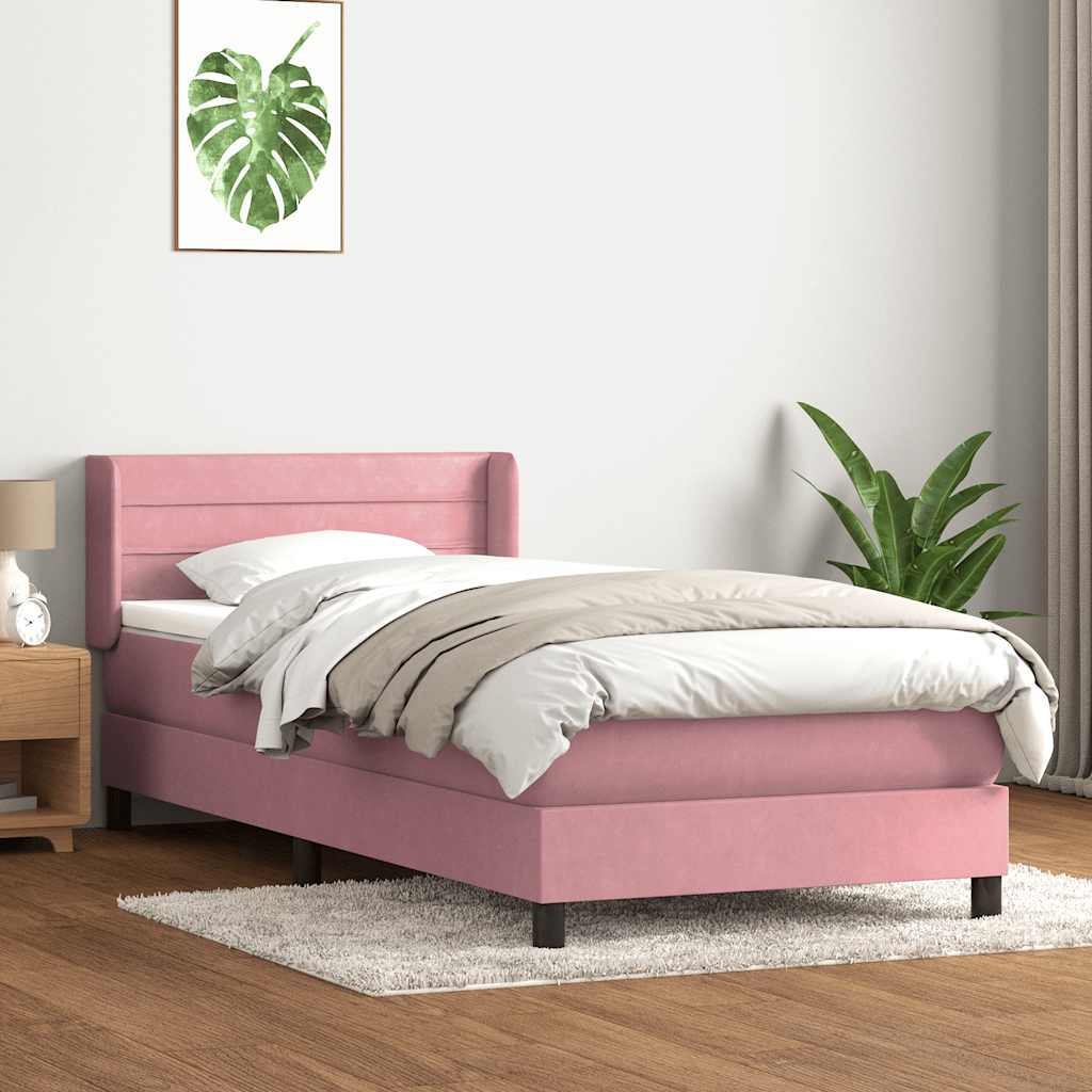 Boxspringbett mit Matratze Rosa 80x220 cm Samt