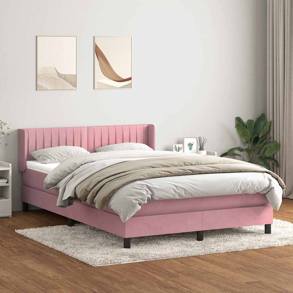 Boxspringbett mit Matratze Rosa 160x210 cm Samt