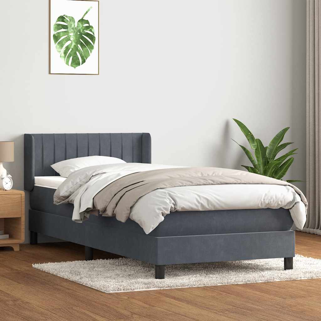 Boxspringbett mit Matratze Dunkelgrau 80x220 cm Samt