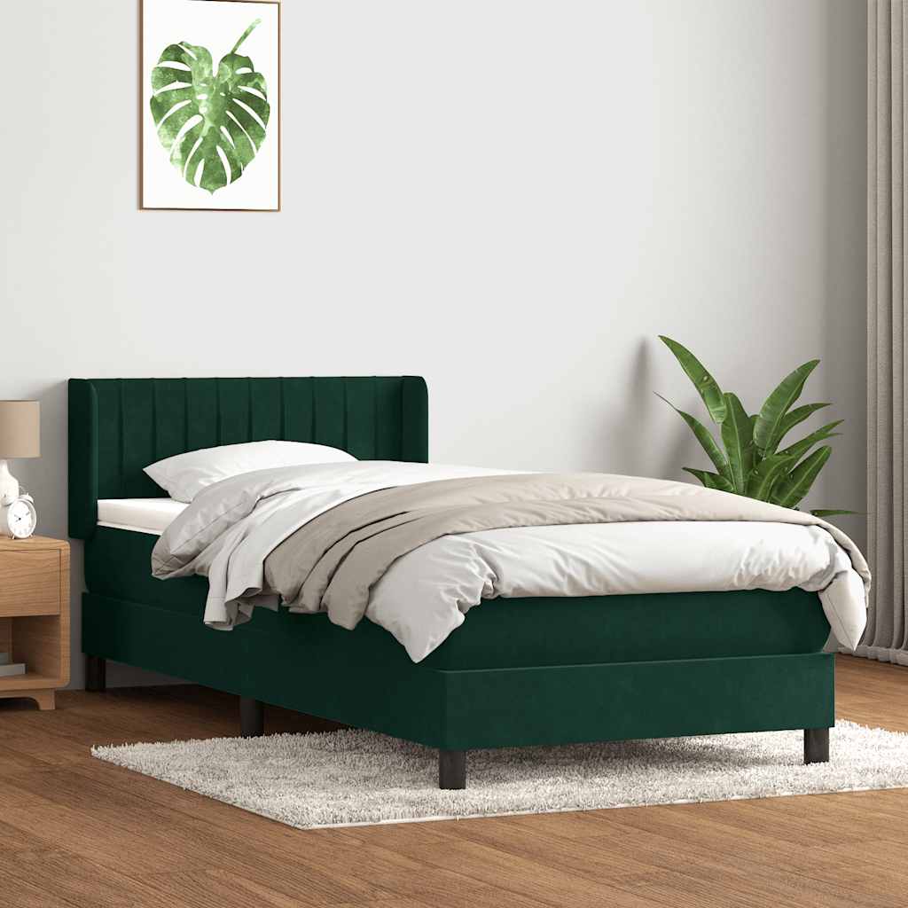 Boxspringbett mit Matratze Dunkelgrün 80x220 cm Samt