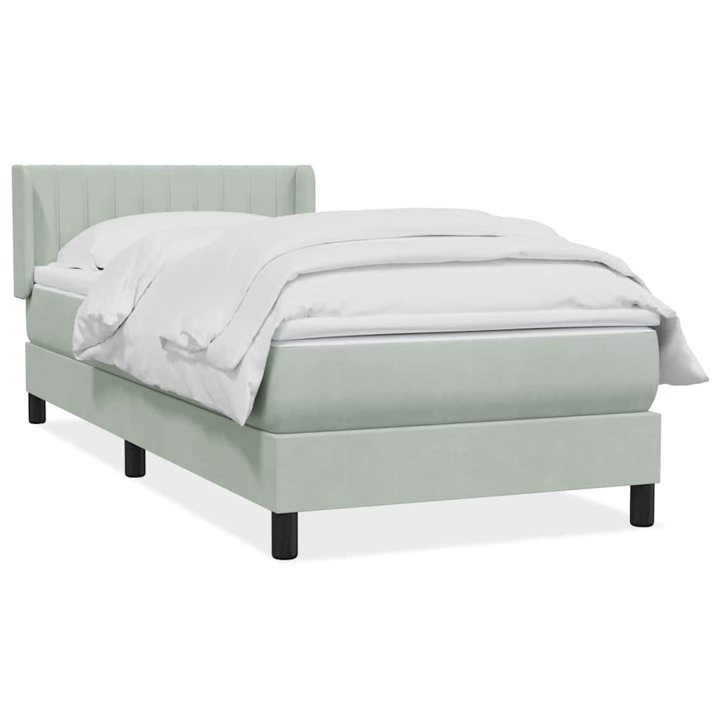 Boxspringbett mit Matratze Hellgrau 90x220 cm Samt