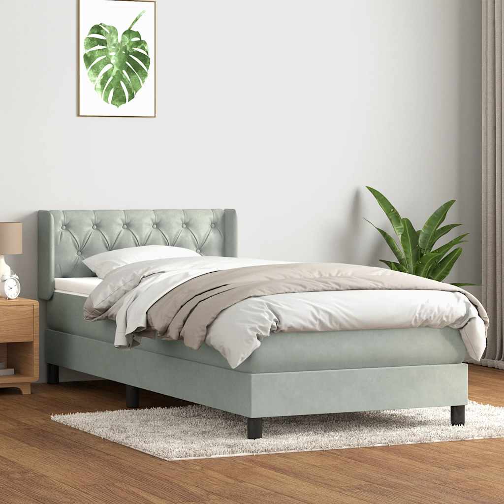 Boxspringbett mit Matratze Hellgrau 80x210 cm Samt