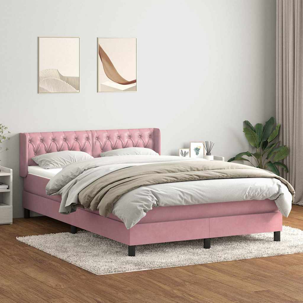 Boxspringbett mit Matratze Rosa 140x210 cm Samt