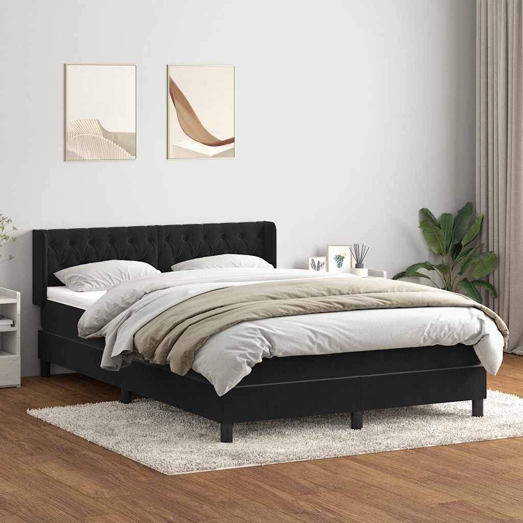 Boxspringbett mit Matratze Schwarz 160x210 cm Samt