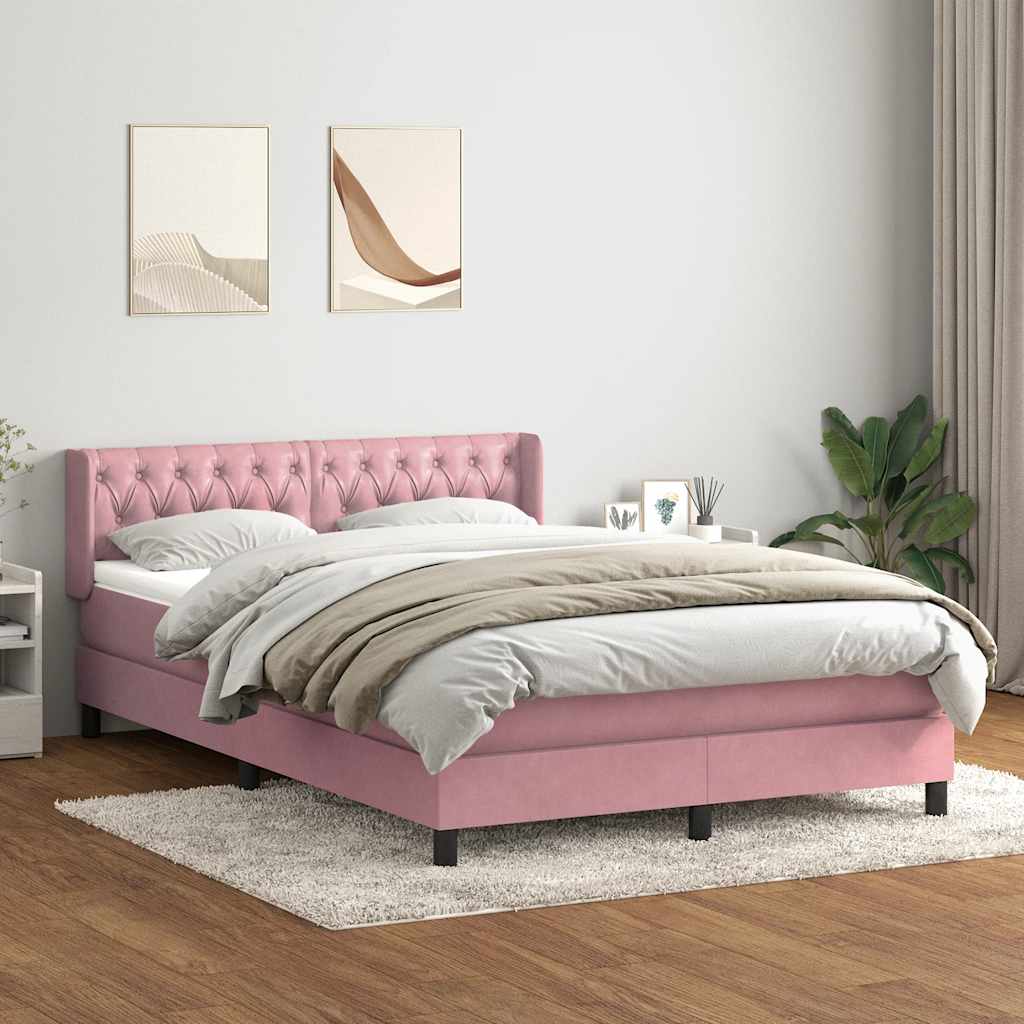 Boxspringbett mit Matratze Rosa 160x210 cm Samt