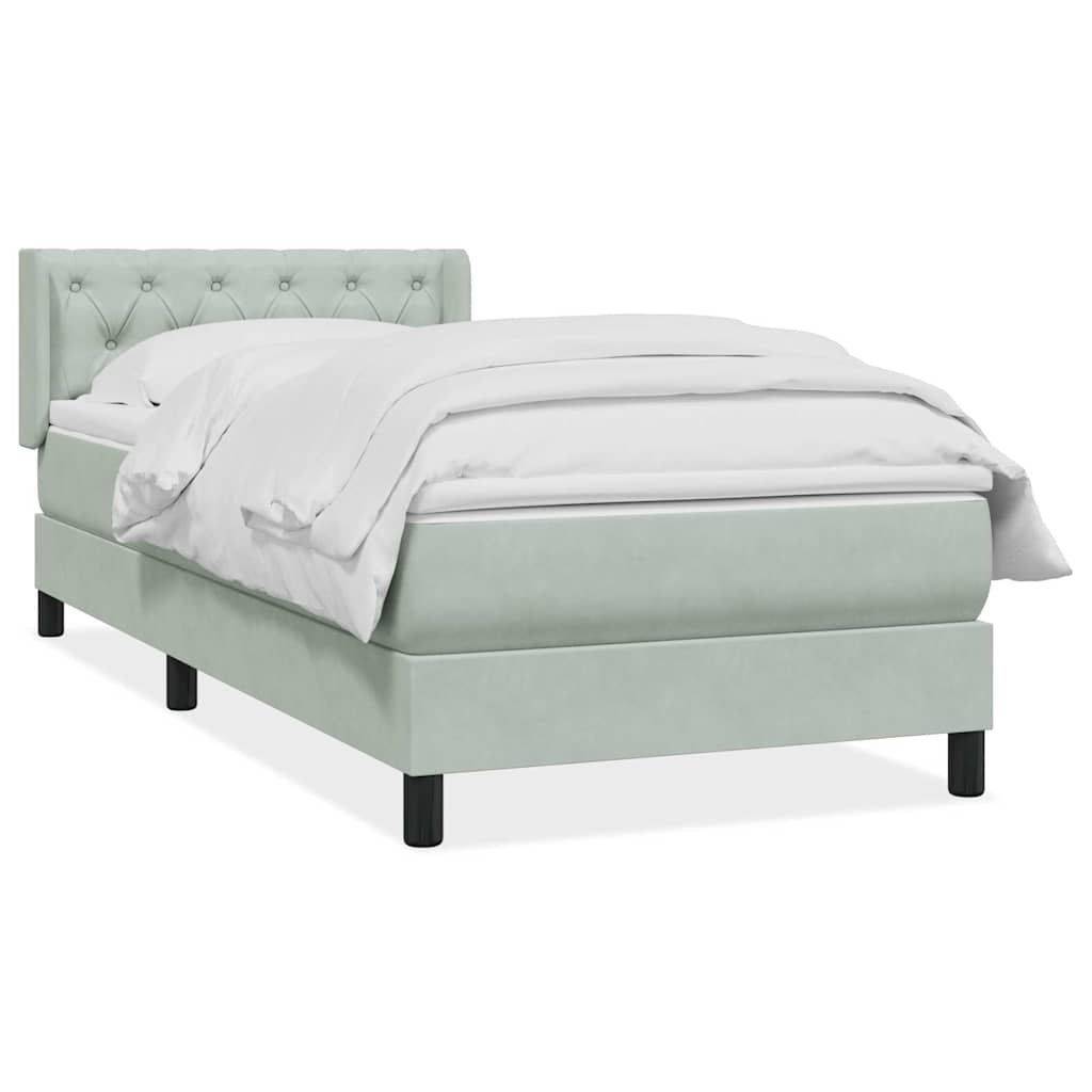 Boxspringbett mit Matratze Hellgrau 80x220 cm Samt
