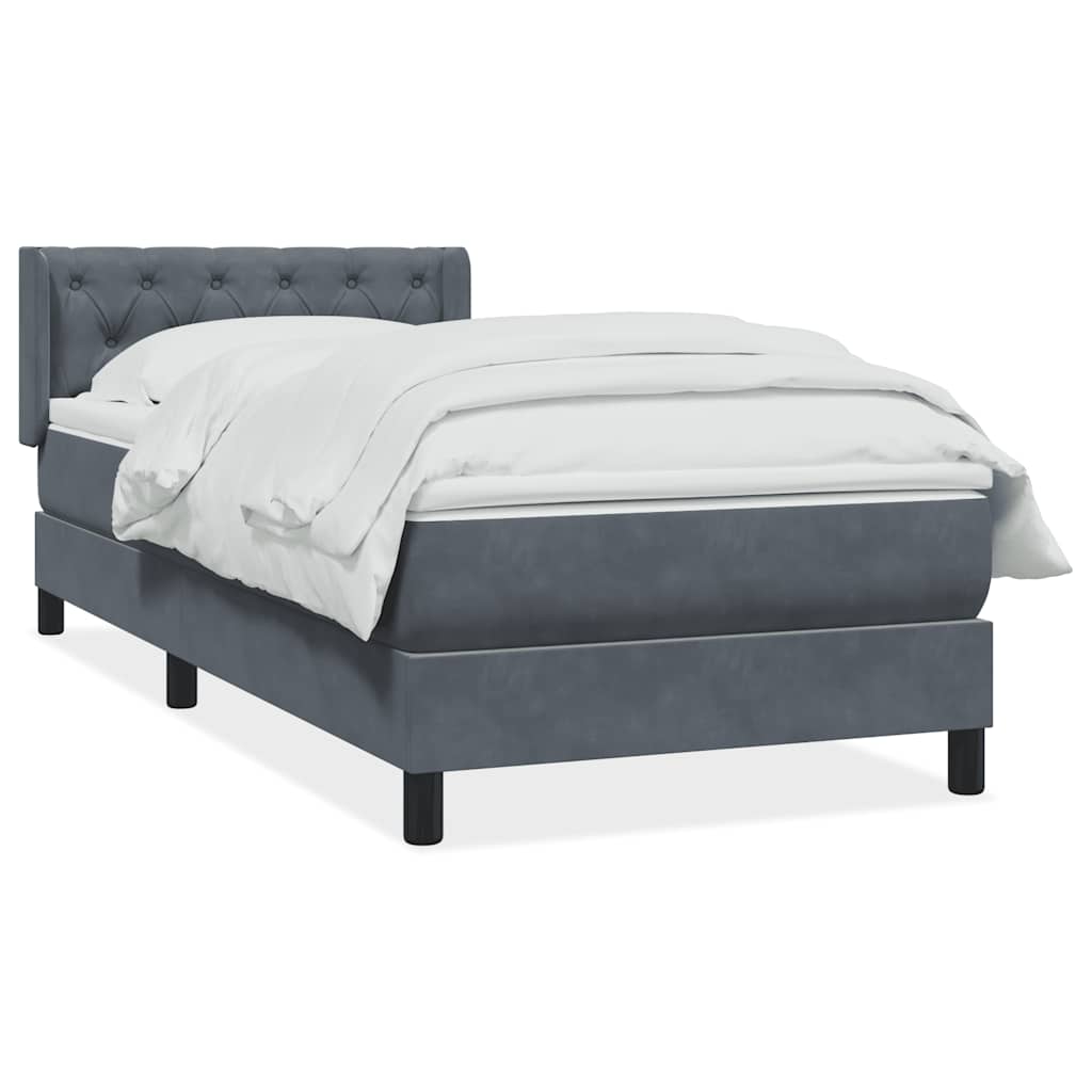 Boxspringbett mit Matratze Dunkelgrau 80x220 cm Samt