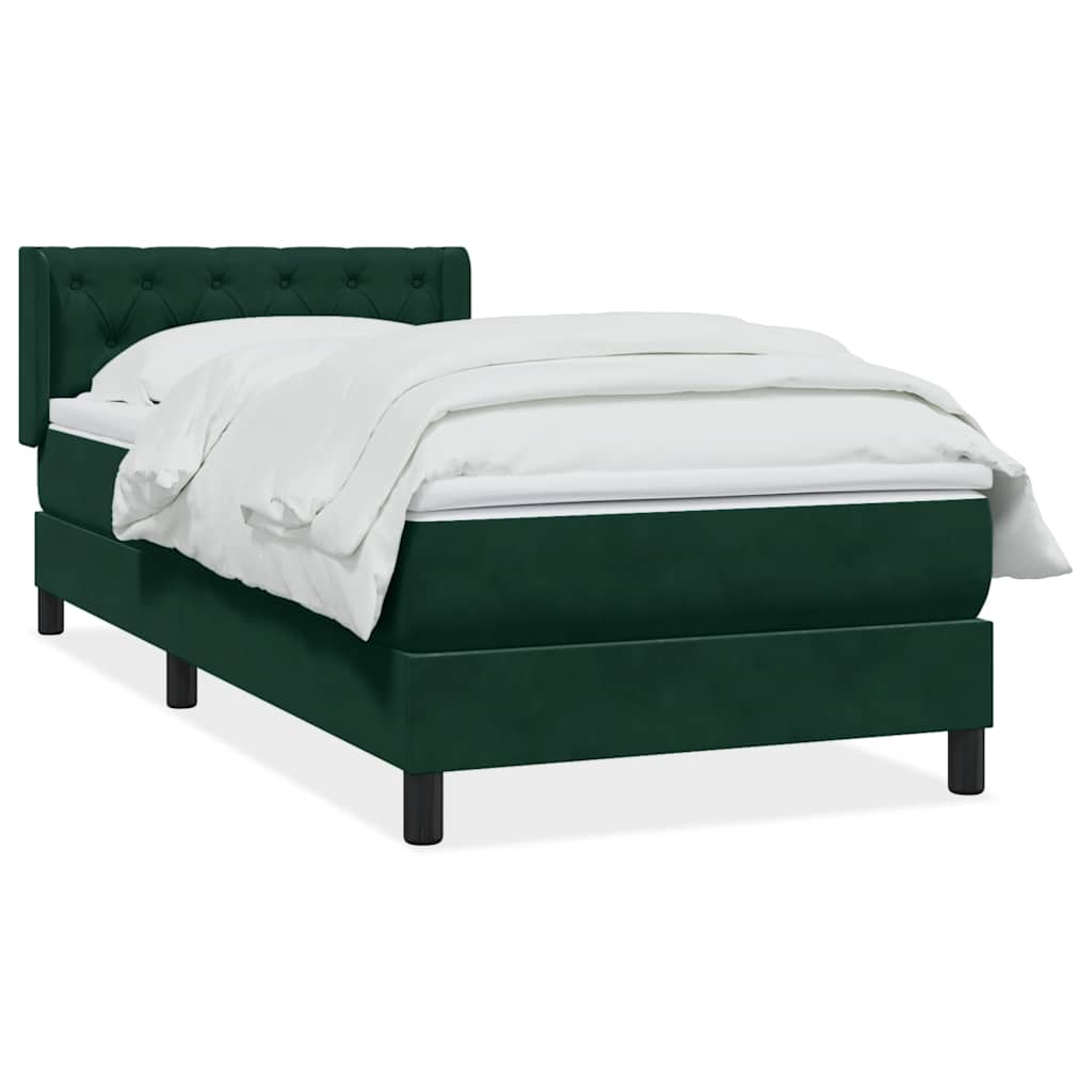 Boxspringbett mit Matratze Dunkelgrün 80x220 cm Samt