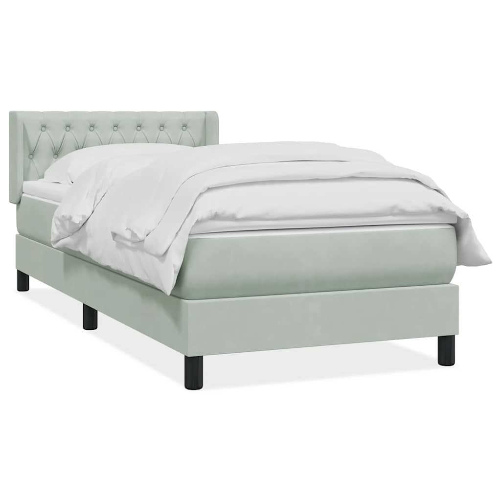 Boxspringbett mit Matratze Hellgrau 90x220 cm Samt