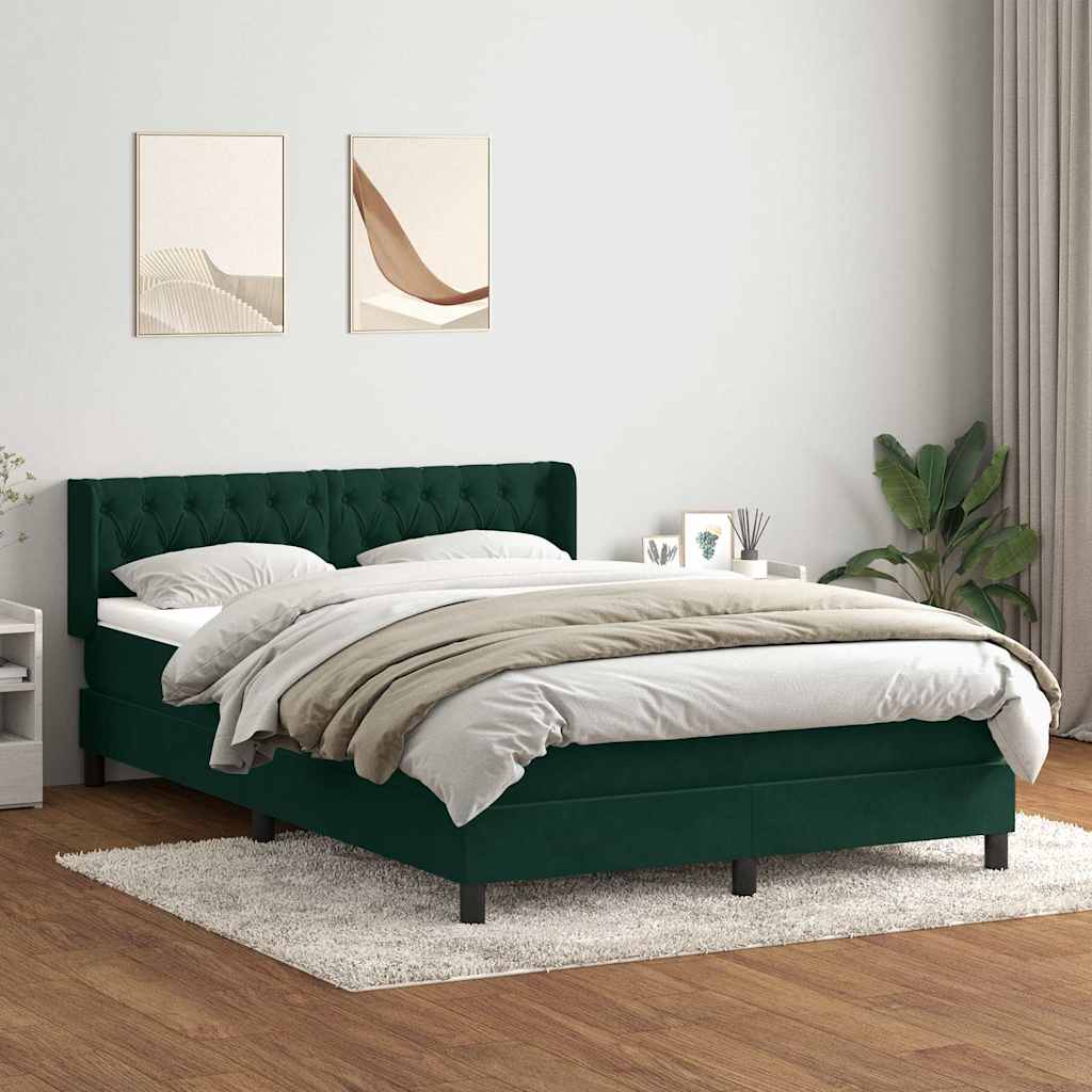Boxspringbett mit Matratze Dunkelgrün 160x220 cm Samt