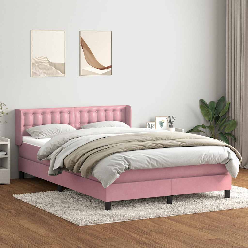 Boxspringbett mit Matratze Rosa 160x210 cm Samt