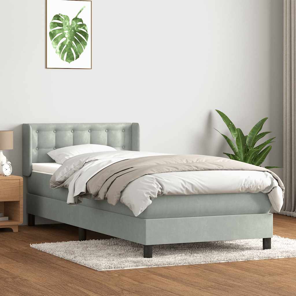Boxspringbett mit Matratze Hellgrau 80x220 cm Samt