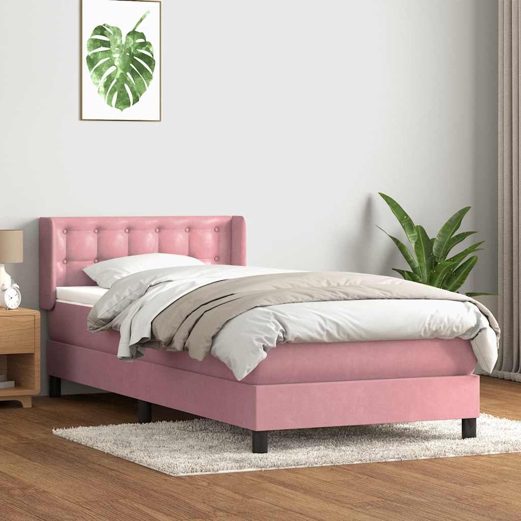 Boxspringbett mit Matratze Rosa 80x220 cm Samt