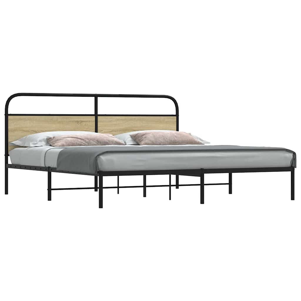 Metallbett ohne Matratze Sonoma-Eiche 180x200 cm