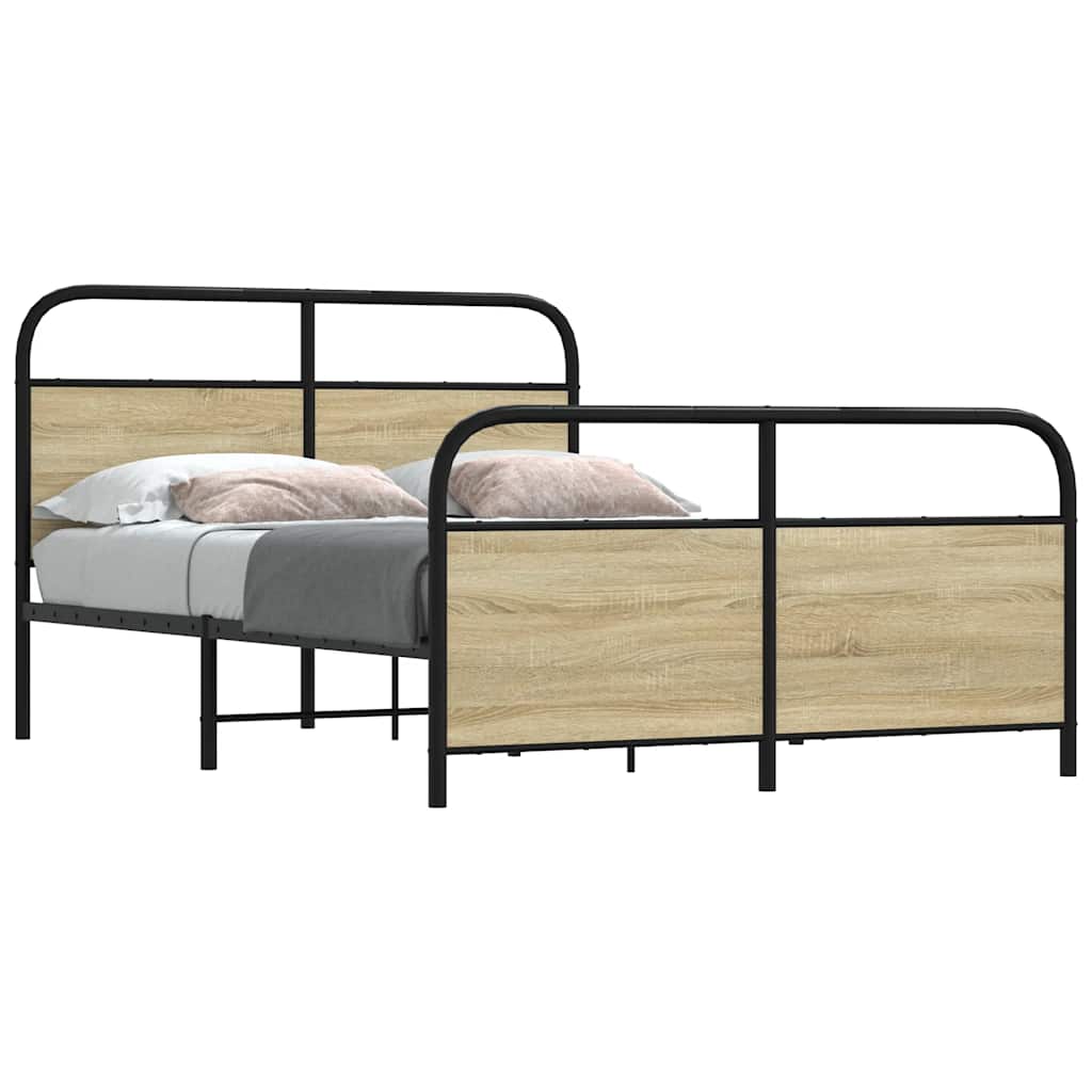Metallbett ohne Matratze Sonoma-Eiche 137x190 cm