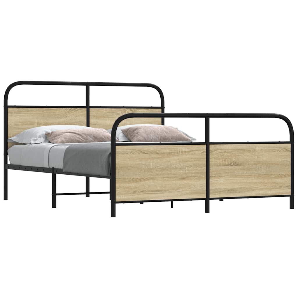 Metallbett ohne Matratze Sonoma-Eiche 150x200 cm