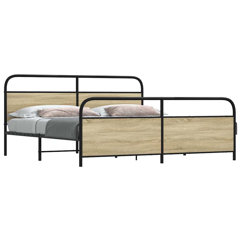 Metallbett ohne Matratze Sonoma-Eiche 193x203 cm