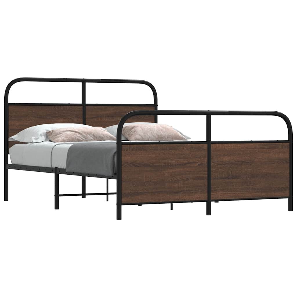 Metallbett ohne Matratze Braun Eichen-Optik 137x190 cm