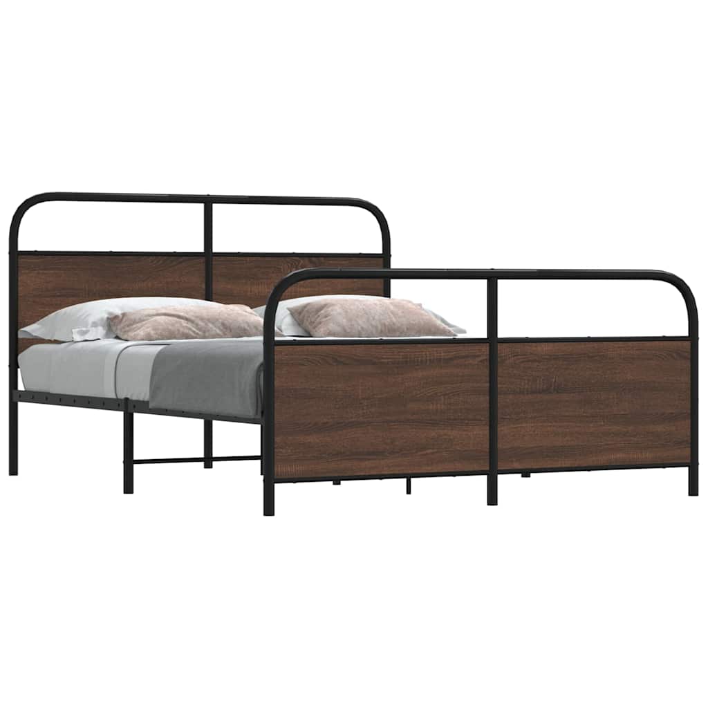 Metallbett ohne Matratze Braun Eichen-Optik 150x200 cm