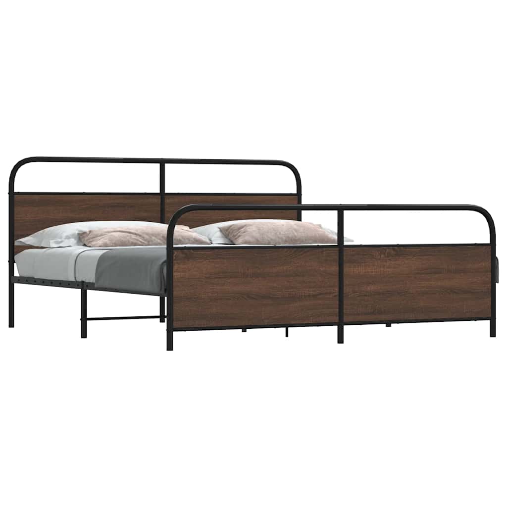 Metallbett ohne Matratze Braun Eichen-Optik 200x200 cm