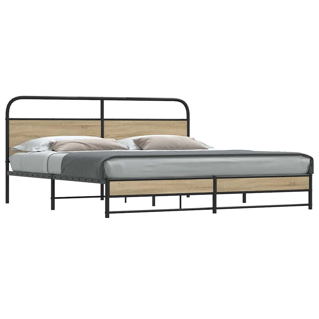 Metallbett ohne Matratze Räuchereiche 183x213 cm