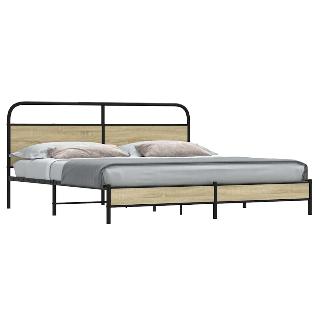 Metallbett ohne Matratze Sonoma-Eiche 183x213 cm
