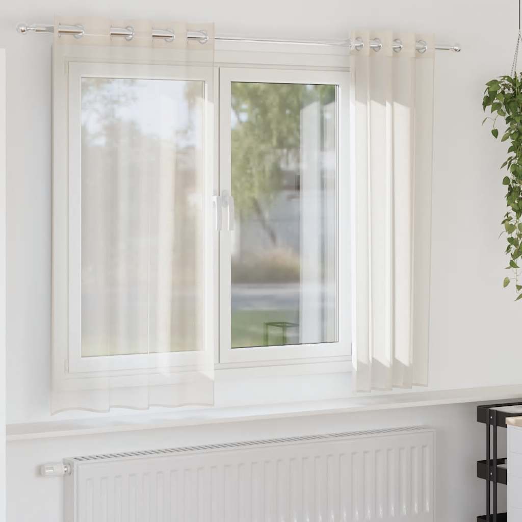 Voile Vorhänge mit Ösen 2 Stk. Creme 140x175 cm
