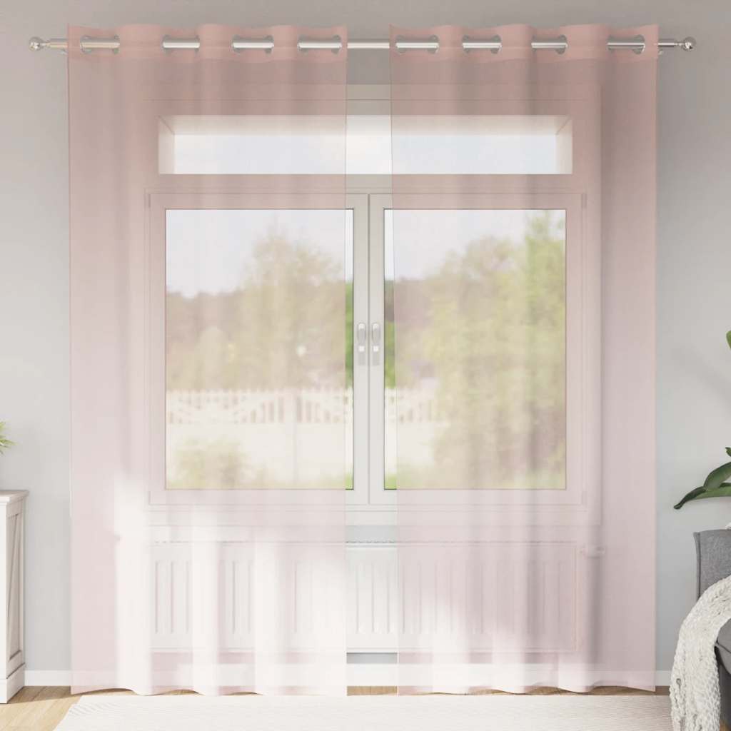 Voile Vorhänge mit Ösen 2 Stk. Hellrosa 140x225 cm