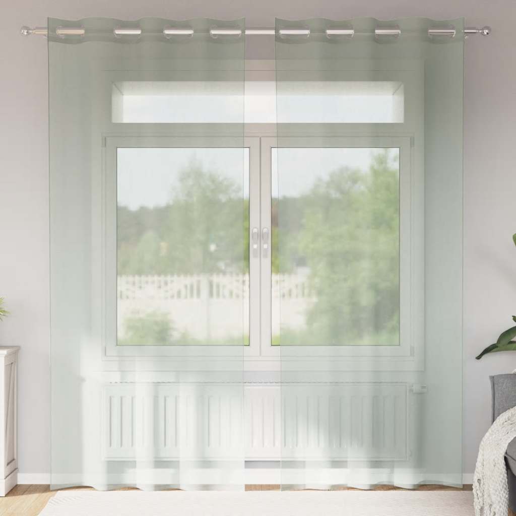 Voile Vorhänge mit Ösen 2 Stk. Hellgrau 140x225 cm