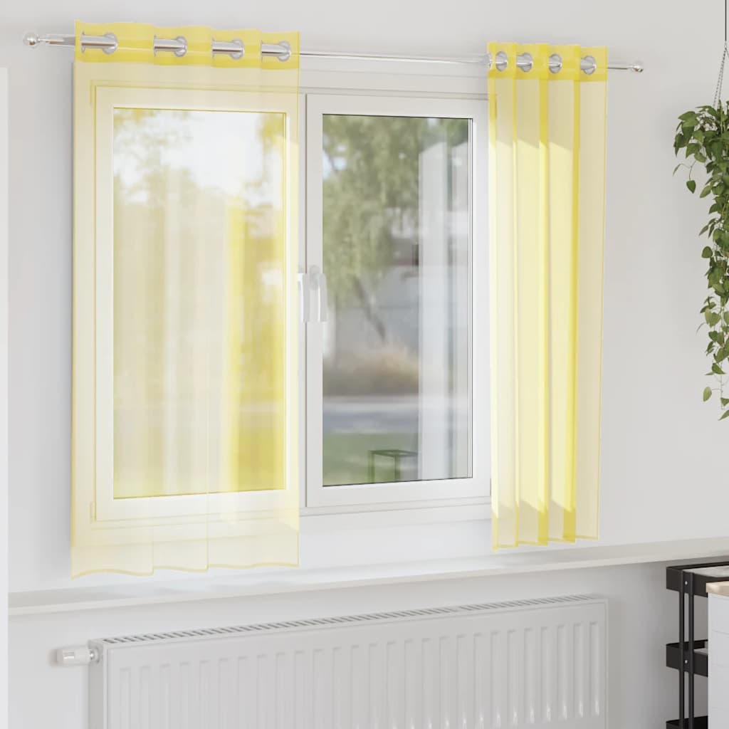 Voile Vorhänge mit Ösen 2 Stk. Gelb