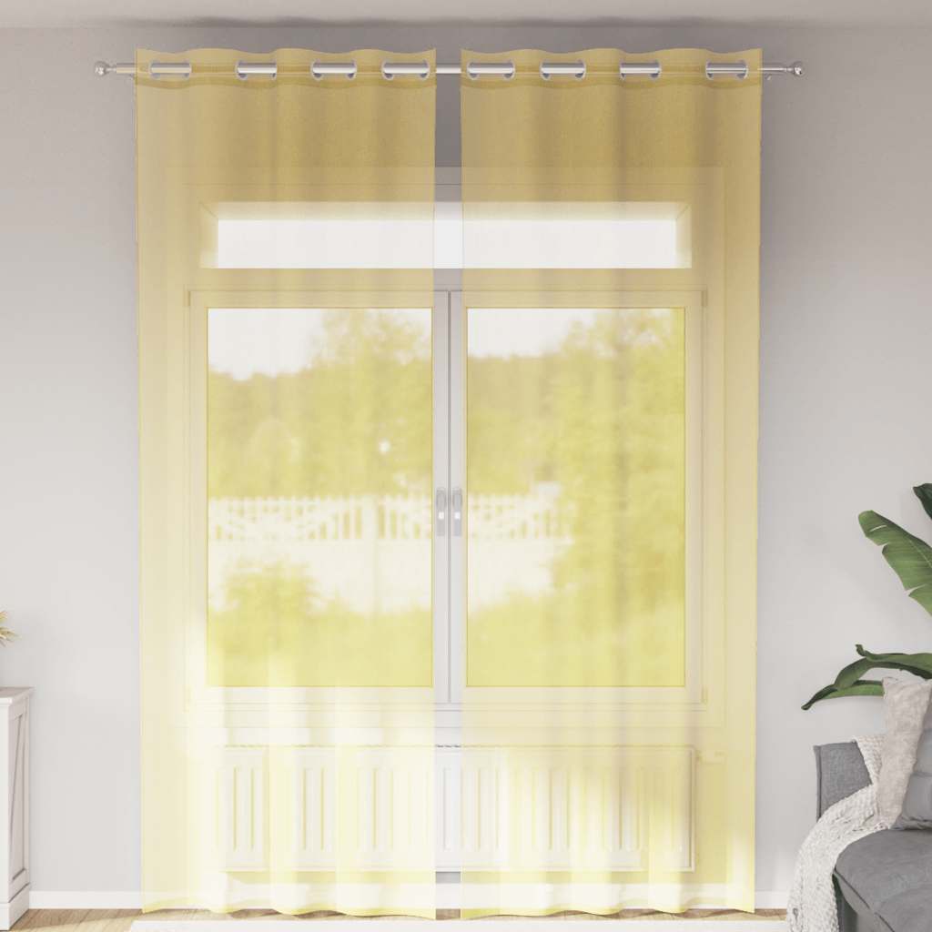 Voile Vorhänge mit Ösen 2 Stk. Gelb