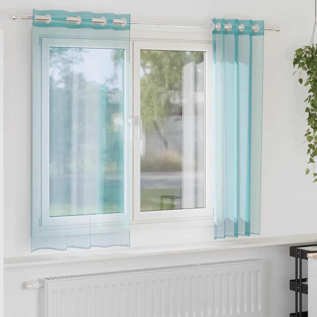 Voile Vorhänge mit Ösen 2 Stk. Türkis