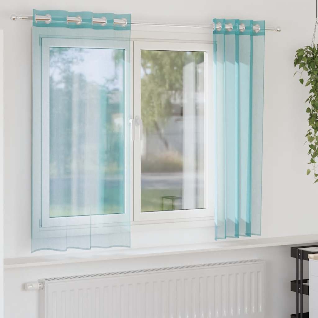 Voile Vorhänge mit Ösen 2 Stk. Türkis