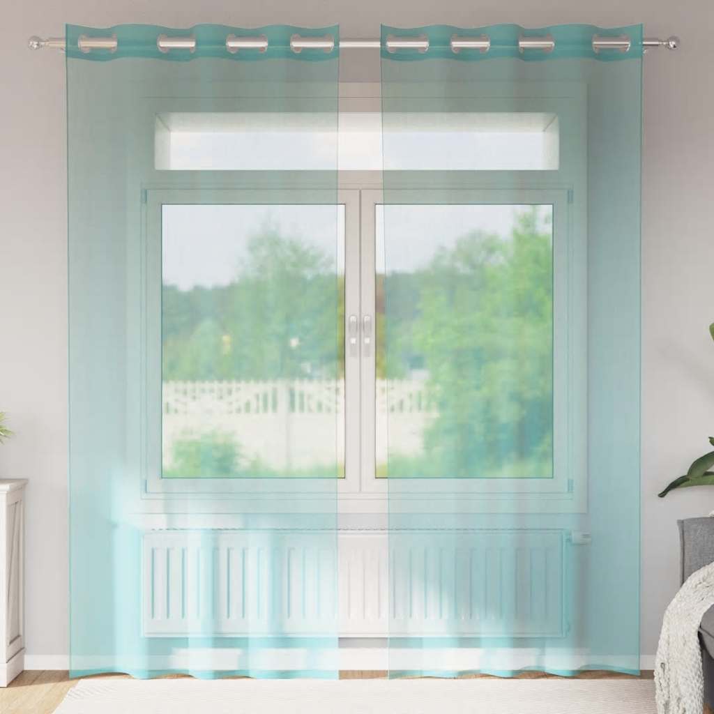 Voile Vorhänge mit Ösen 2 Stk. Türkis
