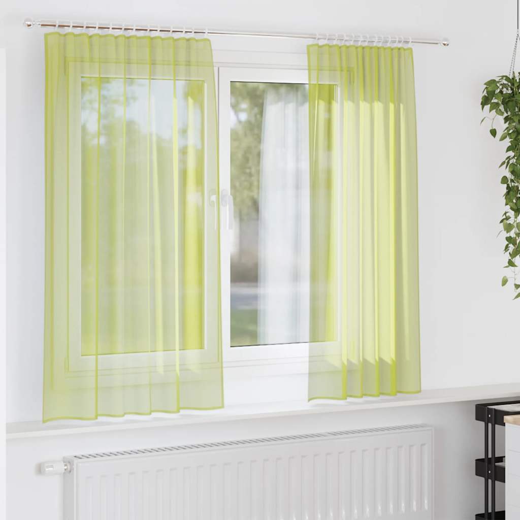 Voile Vorhänge mit Stangentaschen 2 Stk. Apfelgrün