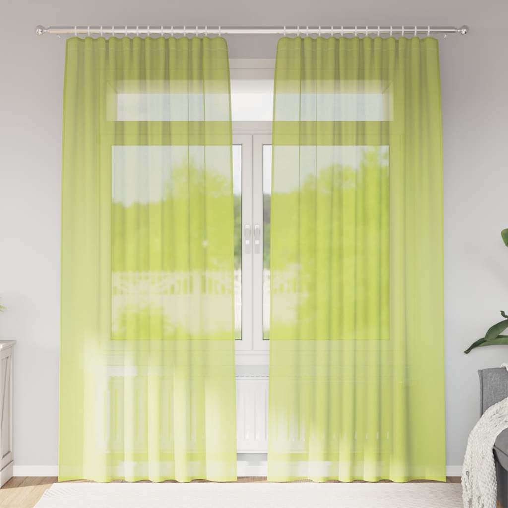Voile Vorhänge mit Stangentaschen 2 Stk. Apfelgrün