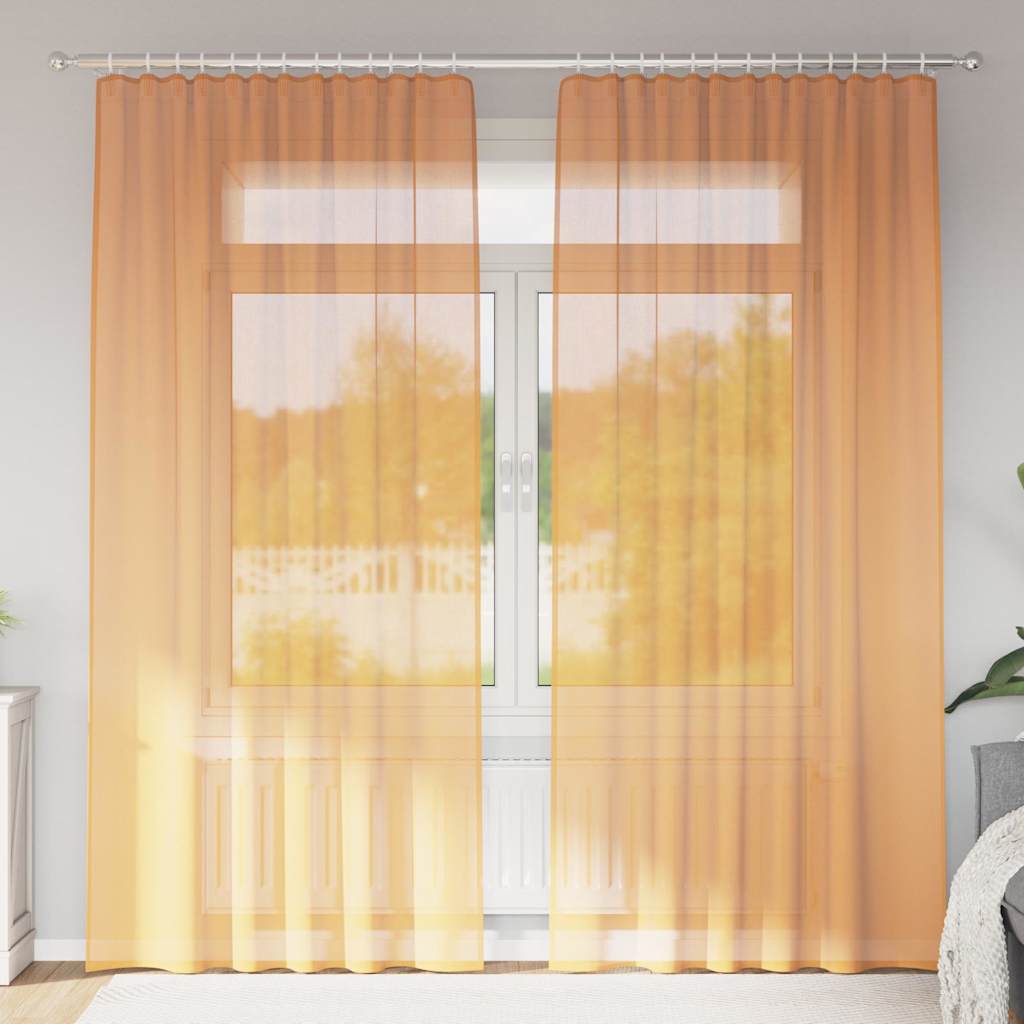 Voile Vorhänge mit Stangentaschen 2 Stk. Orange