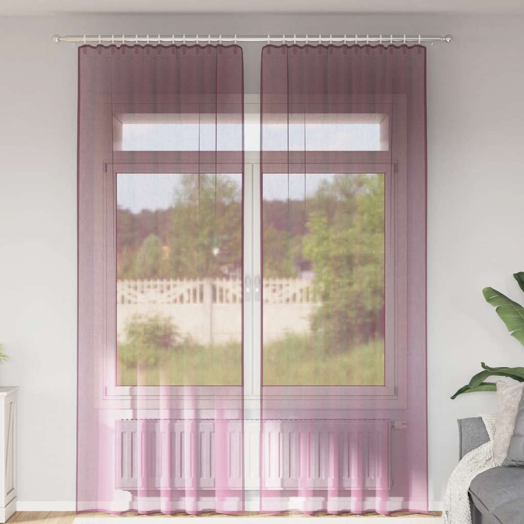 Voile Vorhänge mit Stangentaschen 2 Stk. Lila