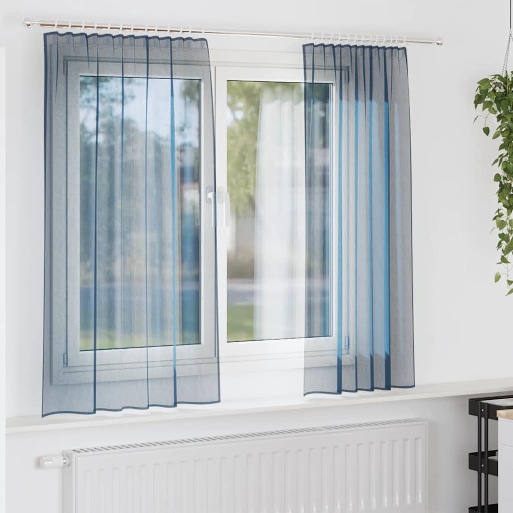 Voile Vorhänge mit Stangentaschen 2 Stk. Königsblau