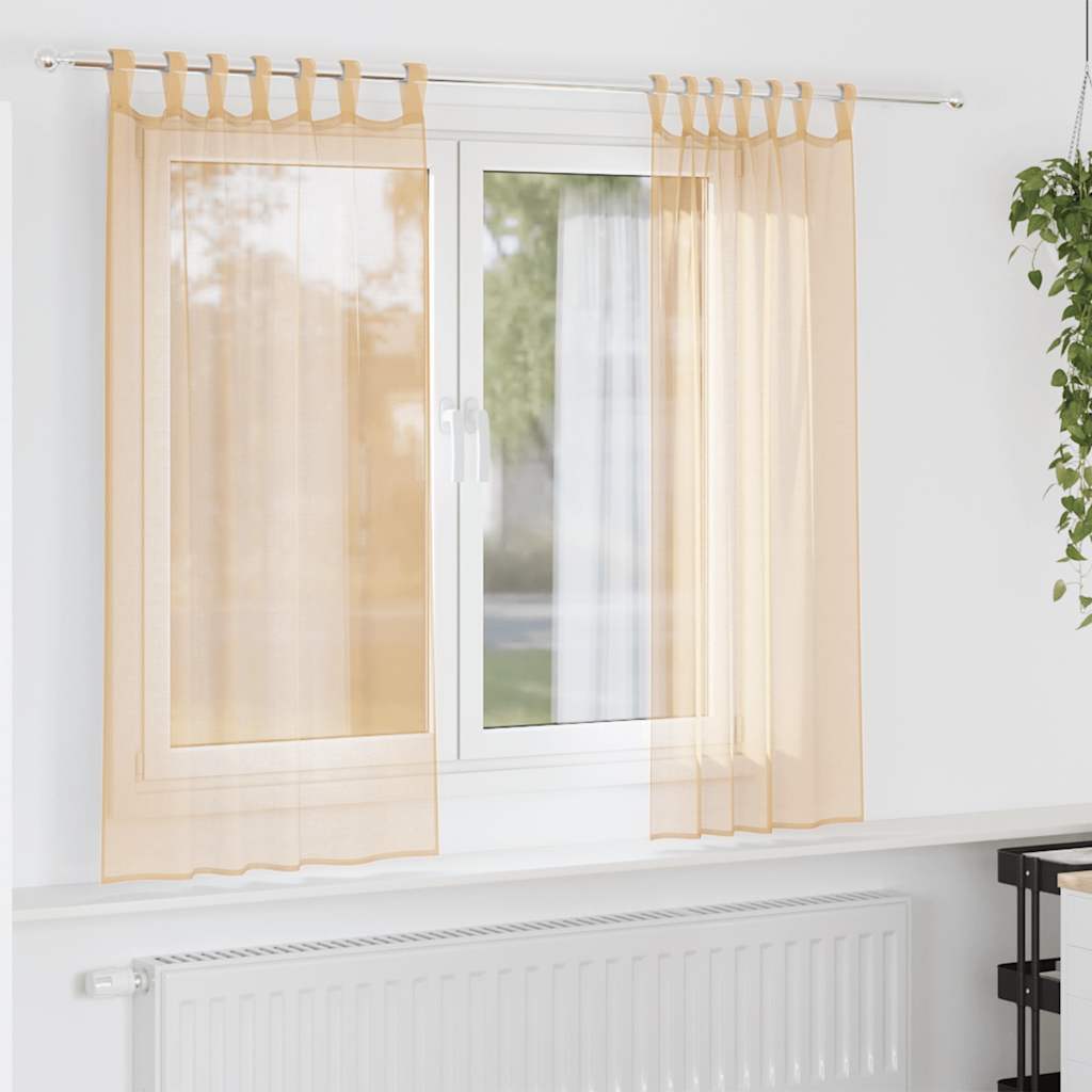 Voile Vorhänge mit Stangentaschen 2 Stk. Sandfarbe