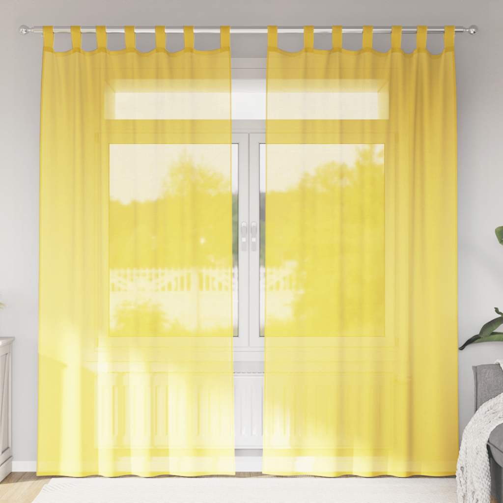 Voile Vorhänge mit Stangentaschen 2 Stk. Gelb