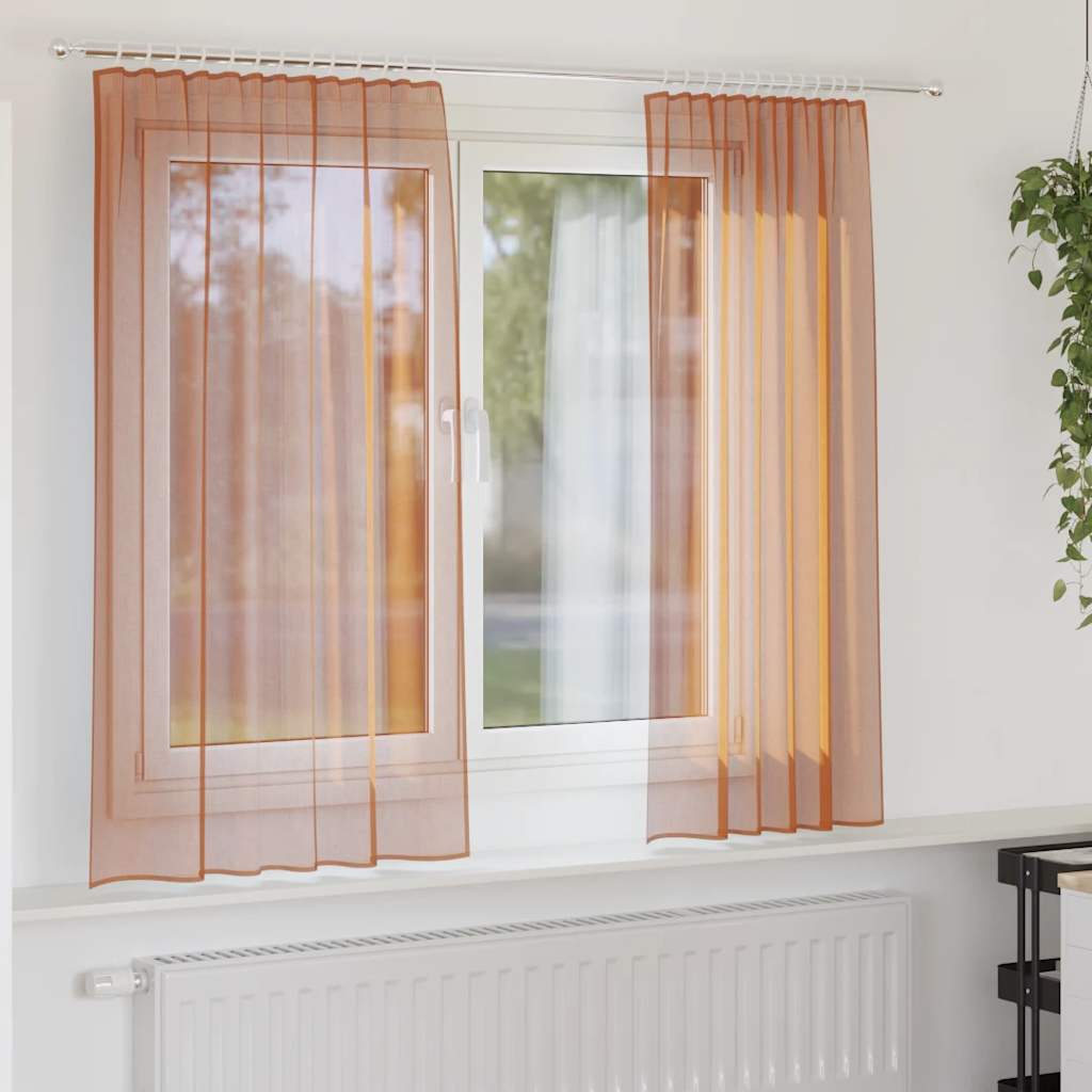 Voile Vorhänge mit Stangentaschen 2 Stk. Terrakotta