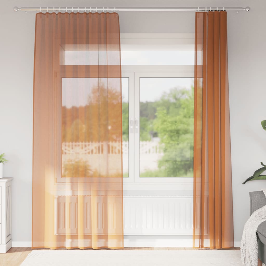 Voile Vorhänge mit Stangentaschen 2 Stk. Terrakotta