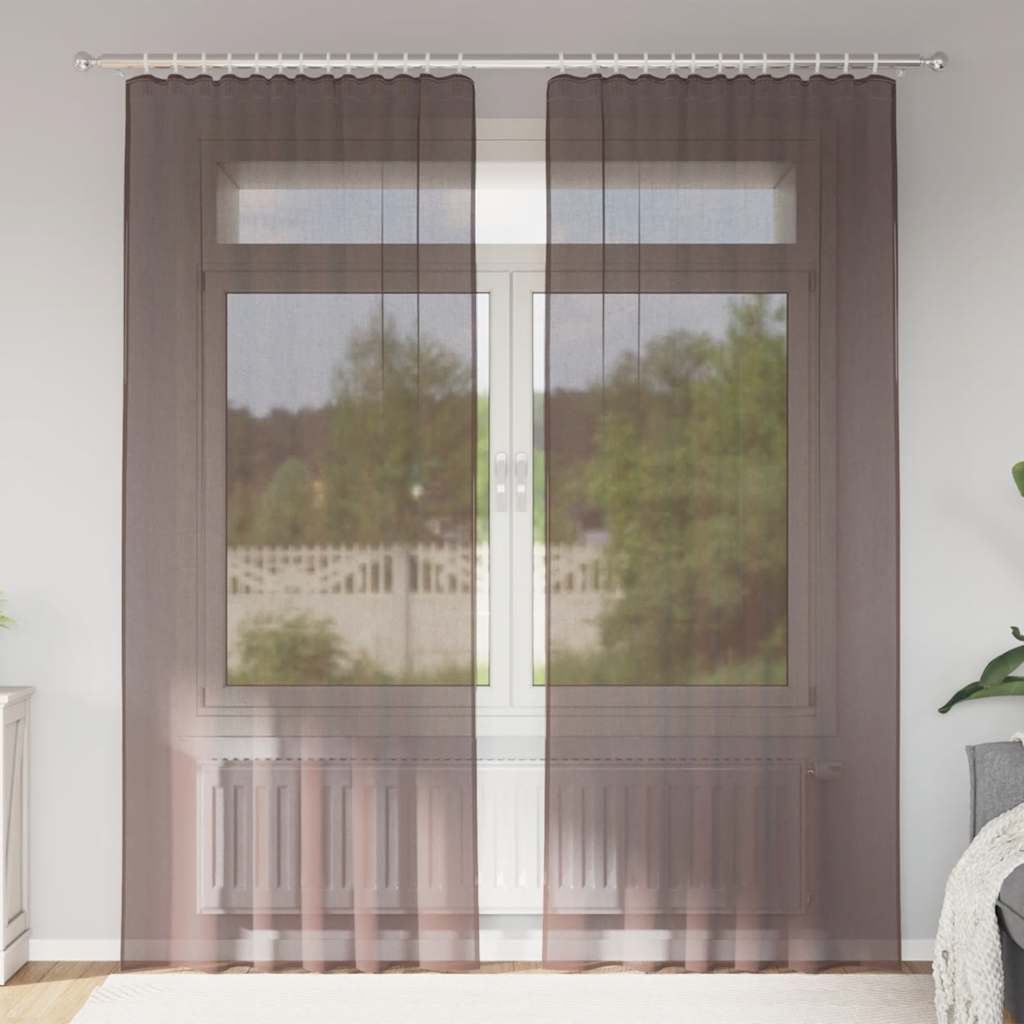 Voile Vorhänge mit Lasche 2 Stk. Braun