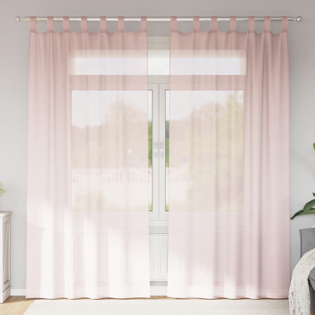 Voile Vorhänge mit Schlaufen 2 Stk. Hellrosa 140x225 cm