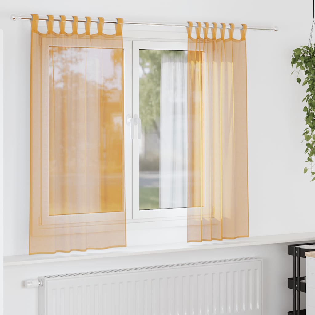 Voile Vorhänge mit Schlaufen 2 Stk. Orange 140x175 cm
