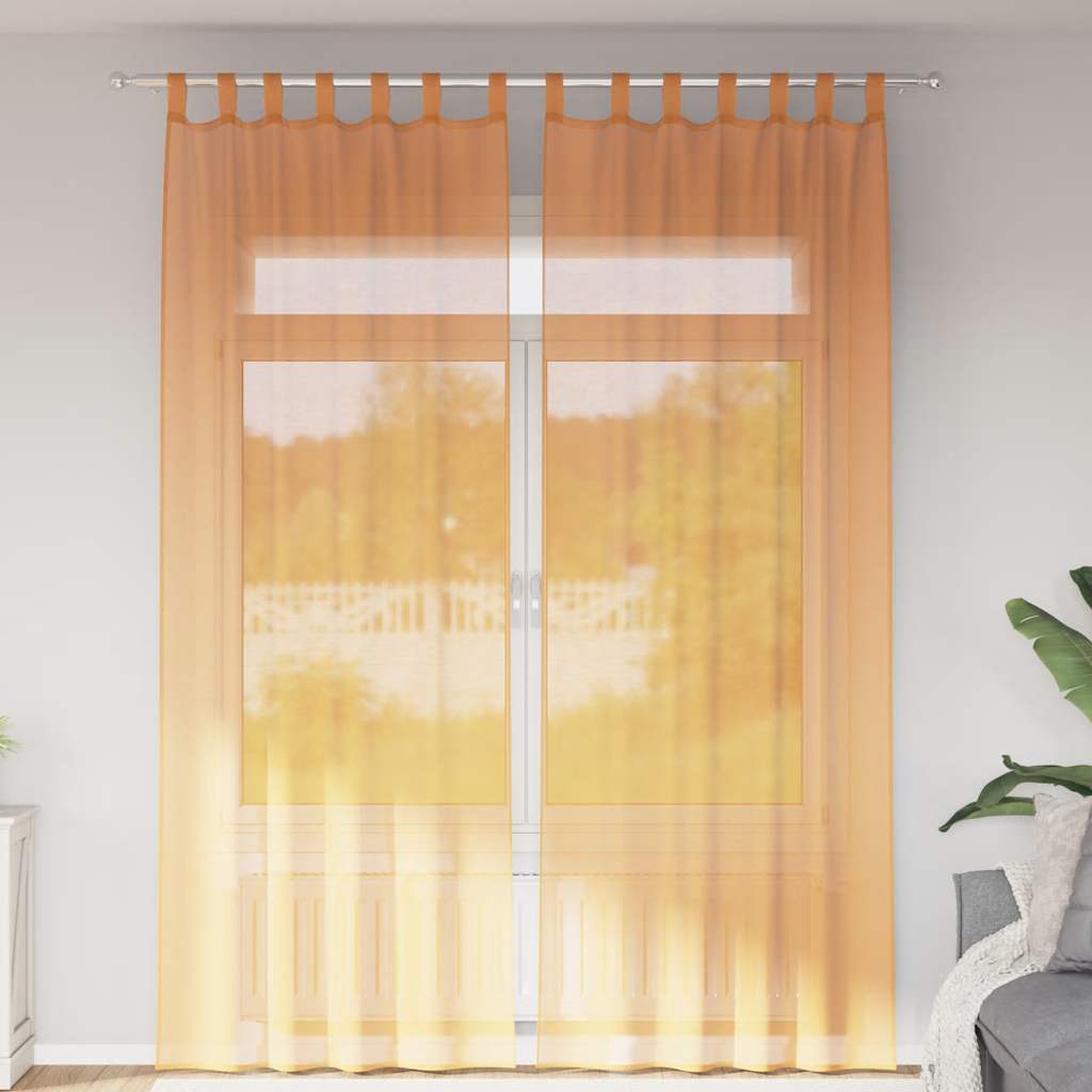 Voile Vorhänge mit Schlaufen 2 Stk. Orange 140x260 cm