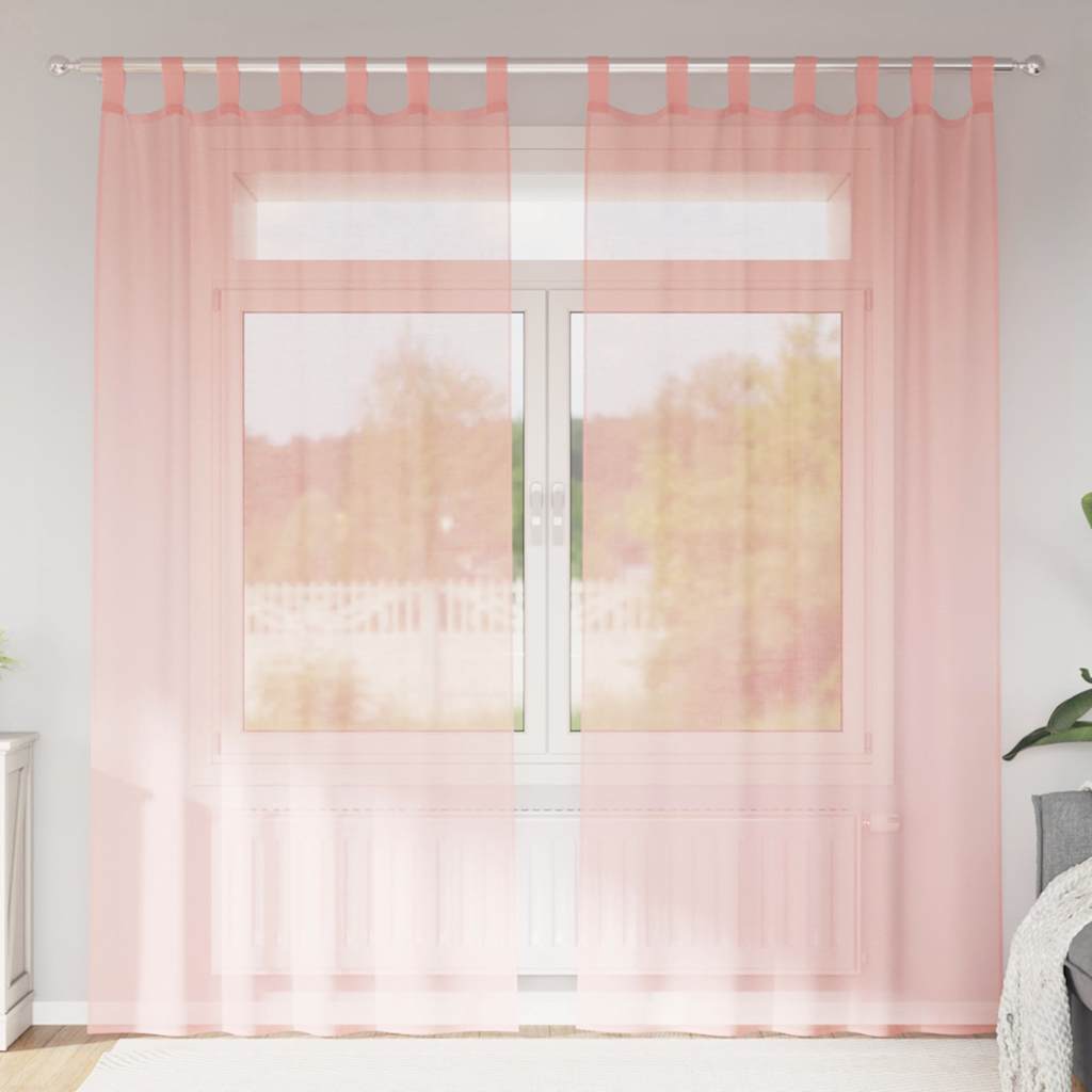 Voile Vorhänge mit Schlaufen 2 Stk. Rosa 140x245 cm